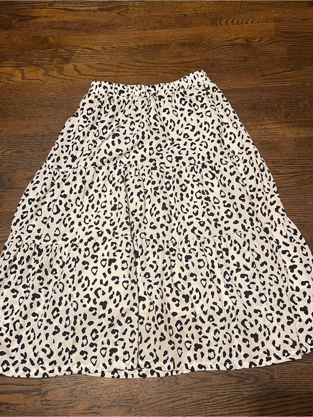 Black & White Dalmatian  casual chic Print Tiered Midi Skirt size M - Picture 7 of 14
